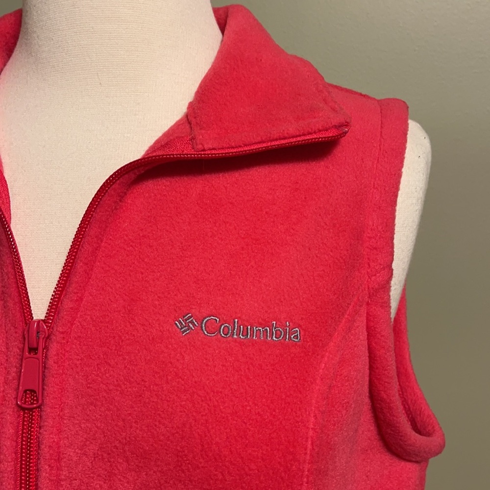 Women’s Size Small Columbia Fuchsia Pink Fleece Winter Zip Up Vest w/ Pockets - Picture 4 of 7